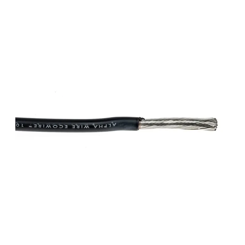 Alpha Wire Ecogen Ecowire Series Black 5.2 mm² Hook Up Wire 10 AWG 105/0.25 mm Core Strands 30 m Modified 6719 BK005