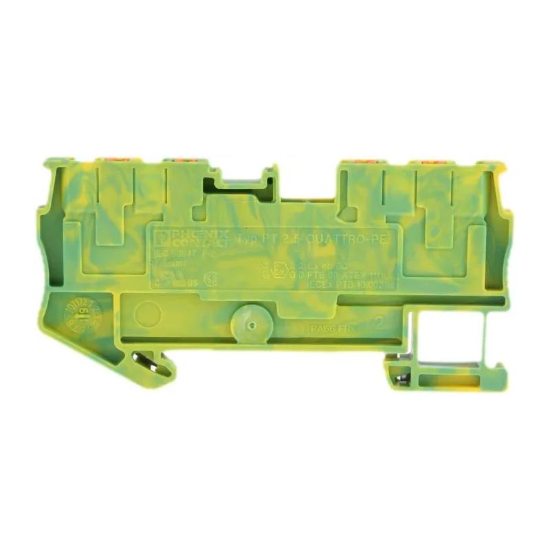 Phoenix Contact PT 2.5-QUATTRO-PE Series Earth Terminal Block Yellow Green 26 to 12 AWG Push-in 8kV 3209594