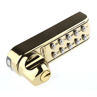Codelock Brass Mechanical Polished Code Lock CL2255PB, Mechanical, 35-60mm Door Thickness, Polished Finish