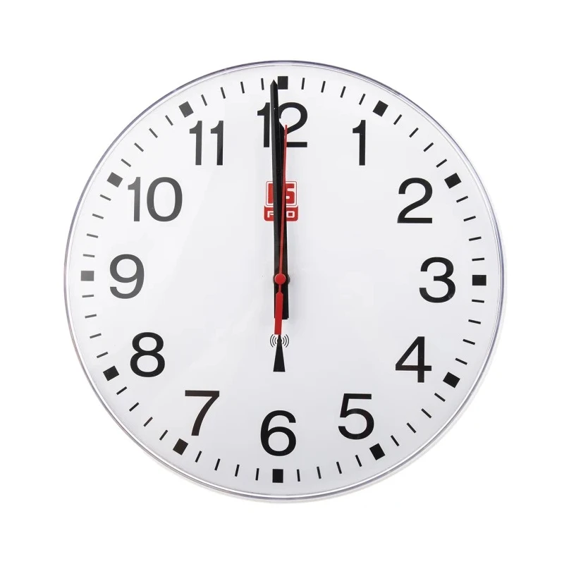 RS PRO Radio Controlled White Analogue Wall Clock 300 mm Diameter Plastic Case Shatterproof Front Lens 669-9252
