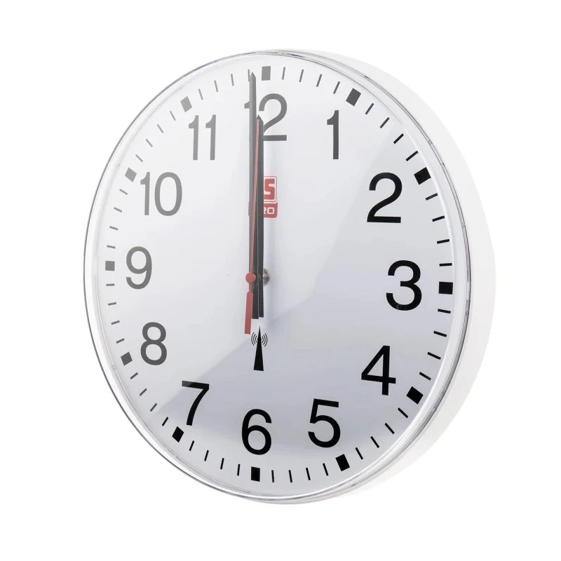 RS PRO Radio Controlled White Analogue Wall Clock 300 mm Diameter Plastic Case Shatterproof Front Lens 669-9252