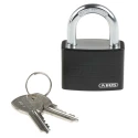 ABUS Keyed Steel, Aluminium Safety Padlock Weatherproof, 6.5 mm Shackle Diameter, 22.5 mm 49944 - T65AL/40 Black KA 6401