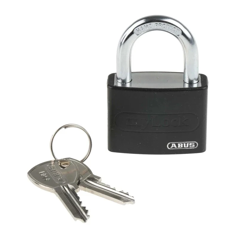 ABUS Keyed Steel, Aluminium Safety Padlock Weatherproof, 6.5 mm Shackle Diameter, 22.5 mm 49944 - T65AL/40 Black KA 6401