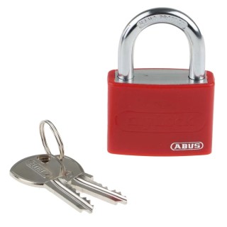 ABUS Key Steel Aluminium Safety Padlock Weatherproof 6.5 mm Shackle Diameter 43 mm Body Width 50870- T65AL/40 Red