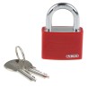 ABUS Key Steel Aluminium Safety Padlock Weatherproof 6.5 mm Shackle Diameter 43 mm Body Width 50870- T65AL/40 Red