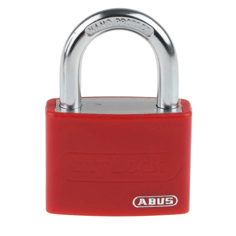 ABUS Key Steel Aluminium Safety Padlock Weatherproof 6.5 mm Shackle Diameter 43 mm Body Width 50870- T65AL/40 Red