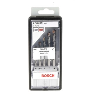 Bosch 5-Piece Masonry Drill Bit Set, Twist Carbide Tip, 5 mm to 8 mm 2607010526