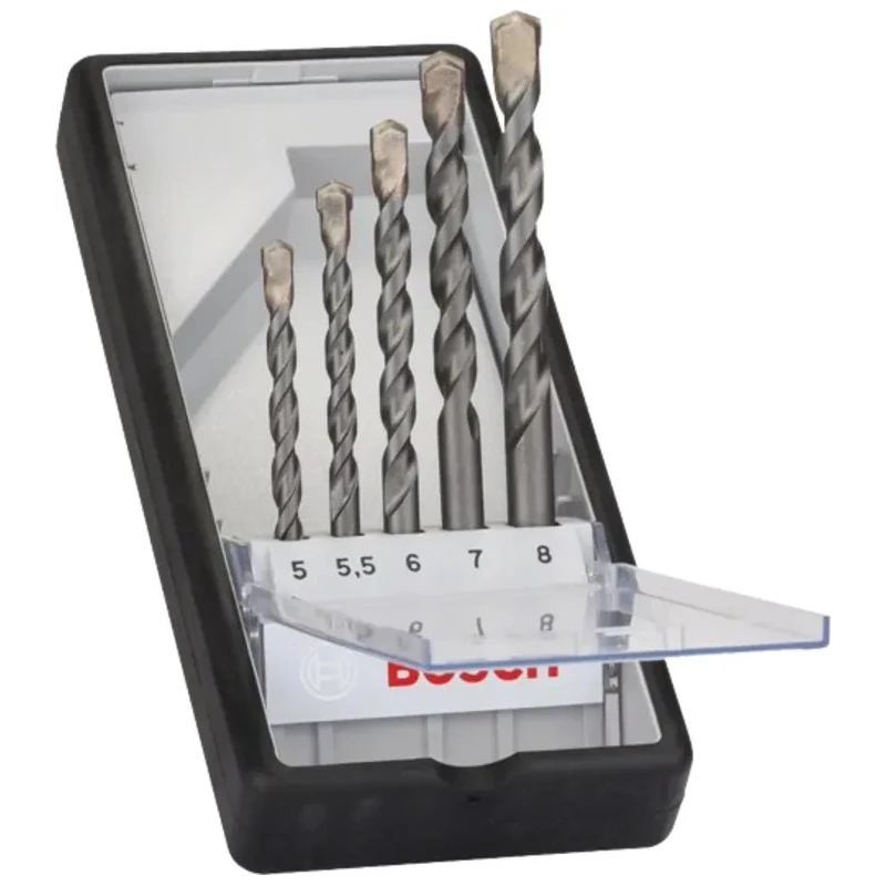 Bosch 5-Piece Masonry Drill Bit Set, Twist Carbide Tip, 5 mm to 8 mm 2607010526