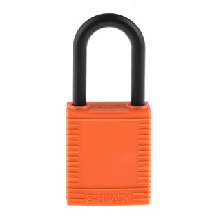 Brady Orange Nylon Padlock with 6.35 mm Shackle Diameter and 38.1 mm Shackle Length 813598