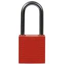 Brady Red Nylon Safety Padlock, 6.35 mm Shackle Diameter, 38.1 mm Shackle Length 813594