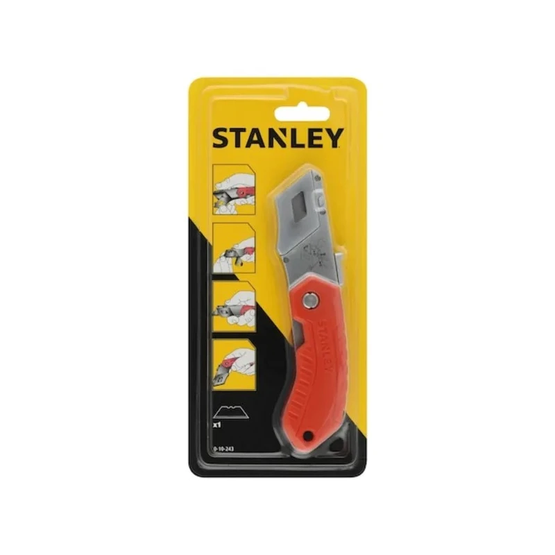 Stanley Safety Knife with Straight Steel Blade 60 mm Retractable Utility Knife 0-10-243