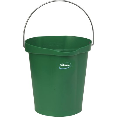 Vikan 12L Polypropylene Stainless Steel Green Bucket with Handle 56862