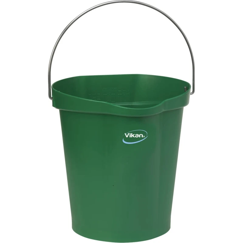 Vikan 12L Polypropylene Stainless Steel Green Bucket with Handle 56862
