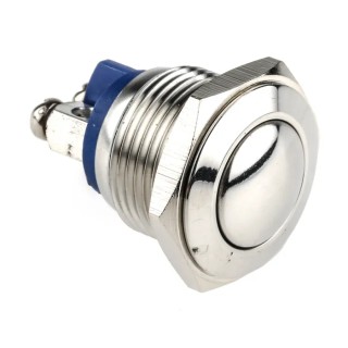 EOZ R Series Push Button Switch Momentary Panel Silver Actuator 16.2 mm Cutout SPST IP65 48 V dc 250 V ac R16DFSSTAG