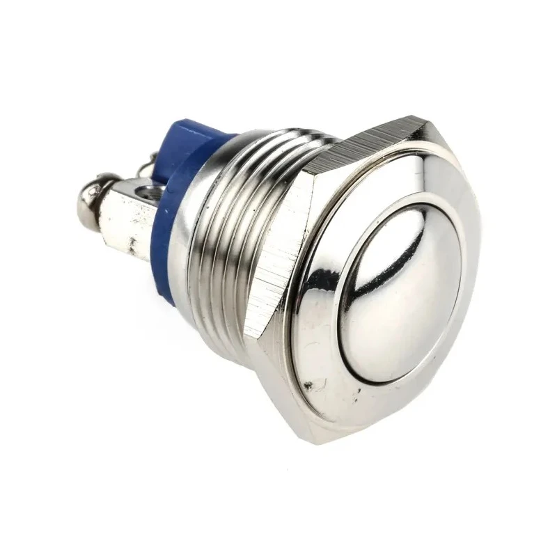 EOZ R Series Push Button Switch Momentary Panel Silver Actuator 16.2 mm Cutout SPST IP65 48 V dc 250 V ac R16DFSSTAG
