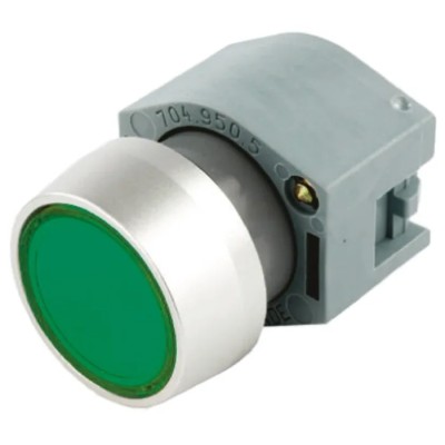 EAO 04 Series Green Momentary Push Button Head, 22.5 mm Cutout Diameter, Plastic Raised Style, IP65 704.012.5