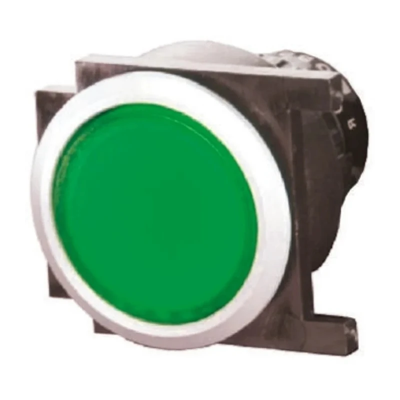 EAO 71 Series Green Round Momentary Flush Aluminium Push Button Head 25mm IP65 71-611.0+61-9642.5+61-9933.0