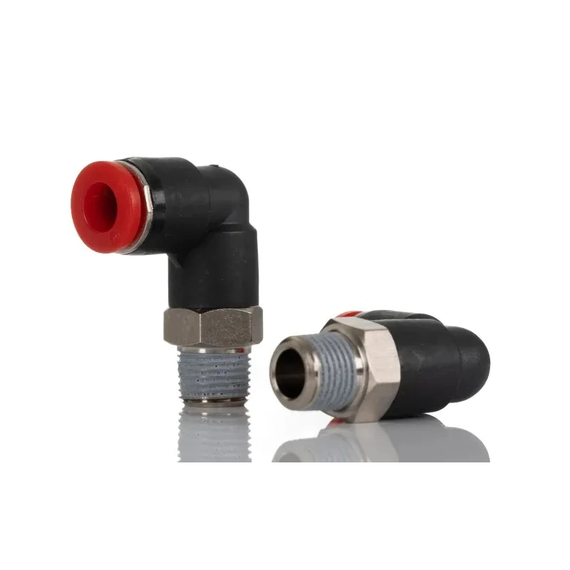 Norgren Pneumatic Fitting Pneufit C Series 8 mm R 1/8 Threaded, 6 mm Push-In, Nickel Plated Brass C01470618