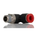Norgren Pneumatic Fitting Pneufit C Series 8 mm R 1/8 Threaded, 6 mm Push-In, Nickel Plated Brass C01470618