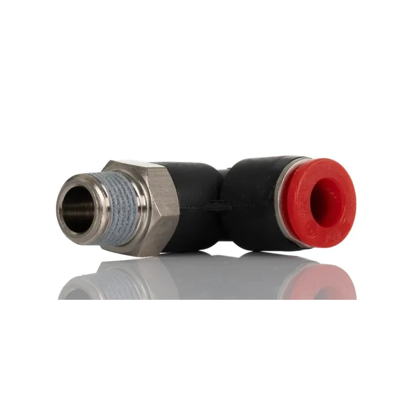 Norgren Pneumatic Fitting Pneufit C Series 8 mm R 1/8 Threaded, 6 mm Push-In, Nickel Plated Brass C01470618