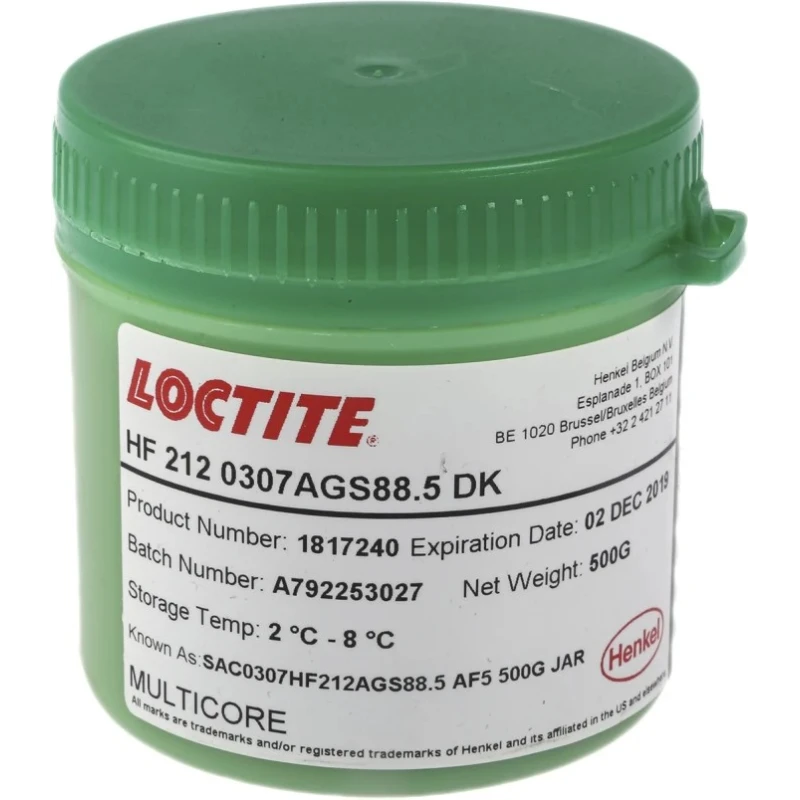 Loctite Lead Free Solder Paste, Halogen-Free, No Clean, Low Voiding, 500 g Container 1817240