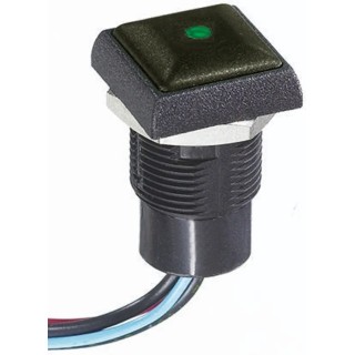 APEM IR Series Illuminated Push Button Switch Momentary Panel Mount 14.8 mm Cutout SPST Green LED IP67 48 V dc IRC3F422LOG