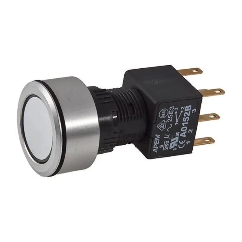 APEM A1 Series Illuminated Push Button Switch Momentary Panel Mount 16 mm Cutout DPDT Amber LED IP65 A1PCA1Y220K303