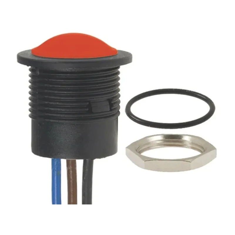 APEM IA Series Orange Plunger Push Button Switch Panel Mount 16.2 mm Cutout SPDT IP67 24 V dc 1 kV ac IAR5F1900