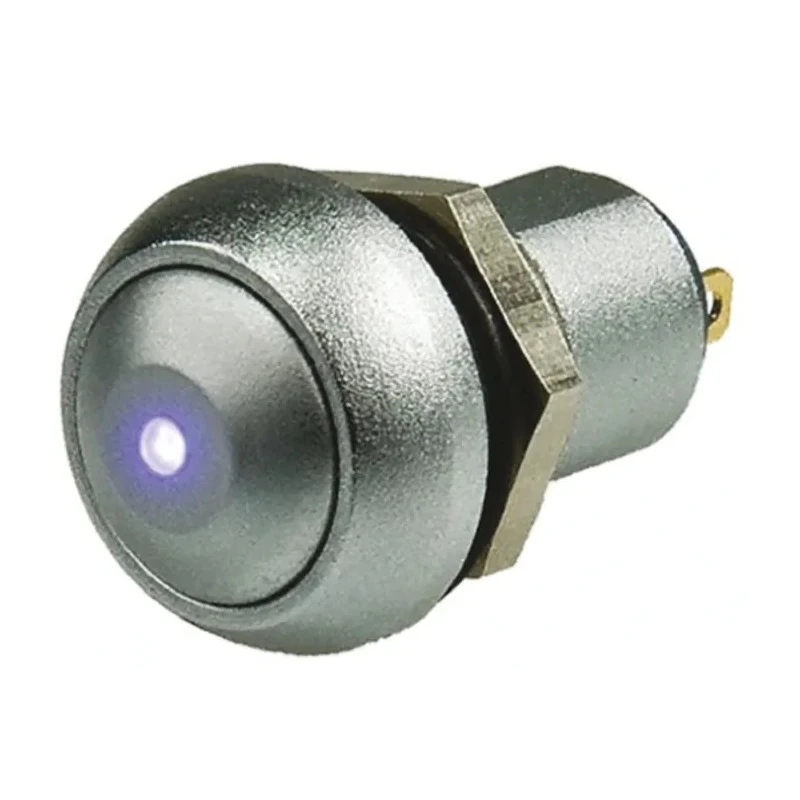 APEM IP Series Illuminated Push Button Switch, Latching, Panel Mount, 12.9 mm Cutout, SPST Contact, Blue LED IPR1SAD0LOB105