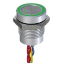 APEM Illuminated Piezo Switch Momentary SPST IP68 Flying Lead 200mA 24V AC/DC Green LED 