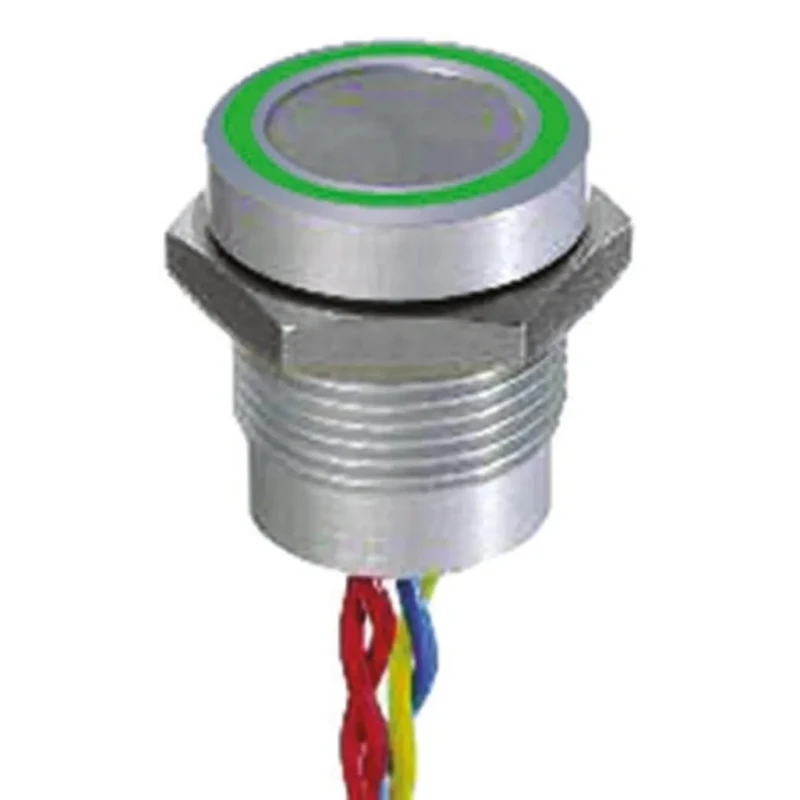 APEM Illuminated Piezo Switch Momentary SPST IP68 Flying Lead 200mA 24V AC/DC Green LED 