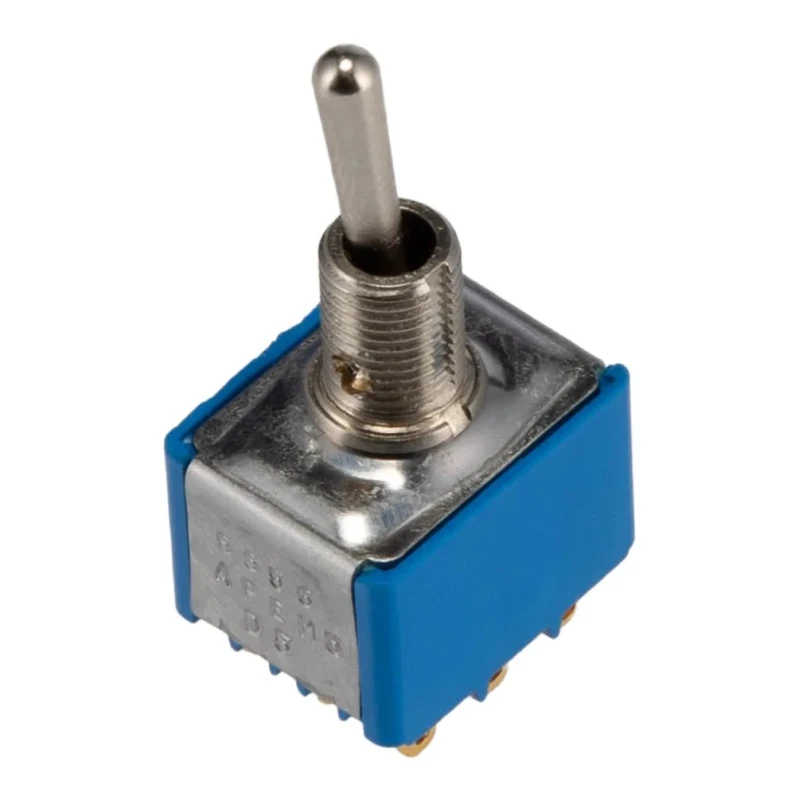 APEM Toggle Switch, Panel Mount, On-On, 3PDT, Solder Lug Terminal, 24 V dc, 250 V ac, Brass Actuator 5656CDB