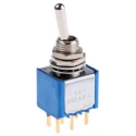 APEM Toggle Switch PCB Mount On-On DPST 24 V DC 250 V AC Nickel Plated Brass Actuator 5246CDB