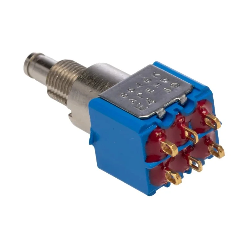 APEM 8000 Series Miniature Push Button Switch Latching Panel Mount DPDT 6.5 mm Cutout IP65 8646ADBK