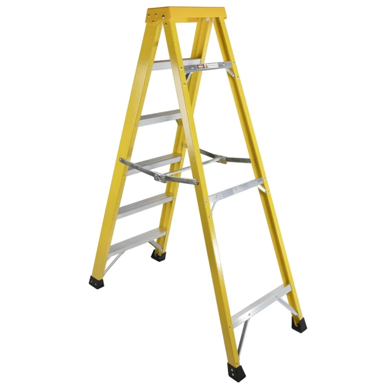 RS PRO Fibreglass 6-Steps Step Ladder, 1.6m Platform Height, Non-Conductive, Aluminium Rungs 553-832
