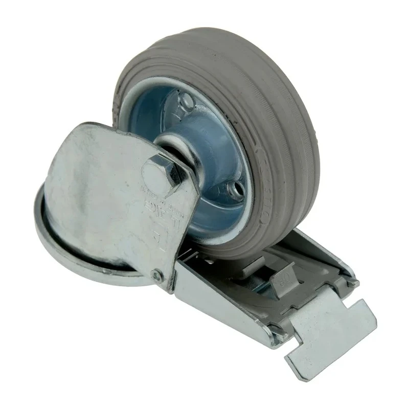 LAG Swivel Castor, 60 kg Load Capacity, 80 mm Rubber Wheel, Roller Bearing Hub, Medium Duty 12654G FR FB