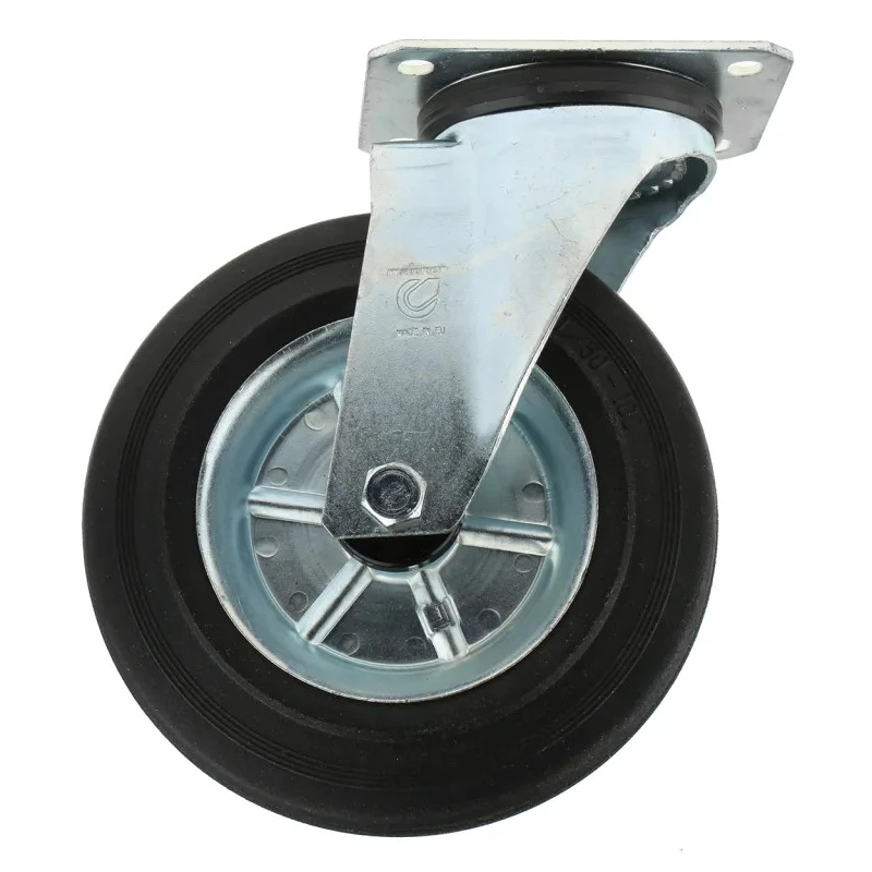 LAG Swivel Castor 230 kg Capacity 200 mm Wheel Diameter Rubber Tyre Galvanised Steel Frame 12286