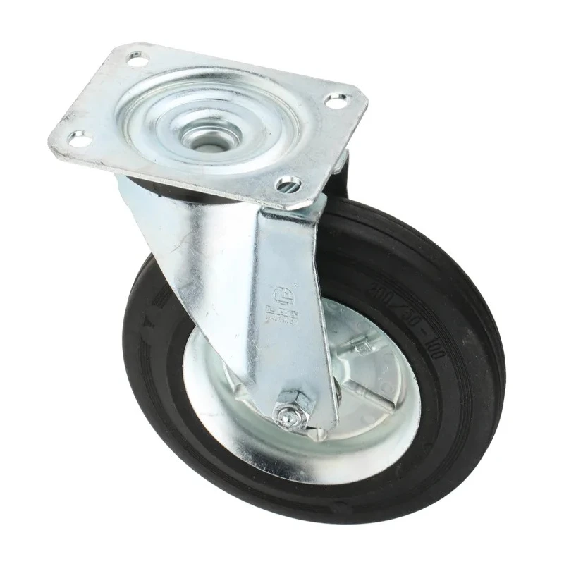 LAG Swivel Castor 230 kg Capacity 200 mm Wheel Diameter Rubber Tyre Galvanised Steel Frame 12286