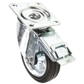 LAG Braked Swivel Castor with 160 mm Rubber Wheel, 180 kg Load Capacity, Galvanised Steel Frame, Model 12278 FR