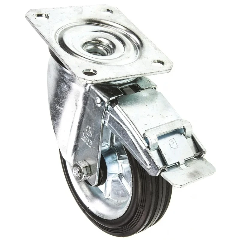 LAG Braked Swivel Castor with 160 mm Rubber Wheel, 180 kg Load Capacity, Galvanised Steel Frame, Model 12278 FR