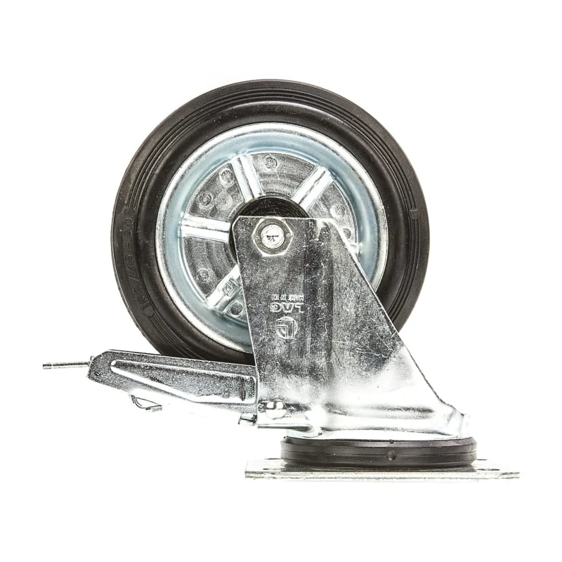 LAG Braked Swivel Castor with 160 mm Rubber Wheel, 180 kg Load Capacity, Galvanised Steel Frame, Model 12278 FR
