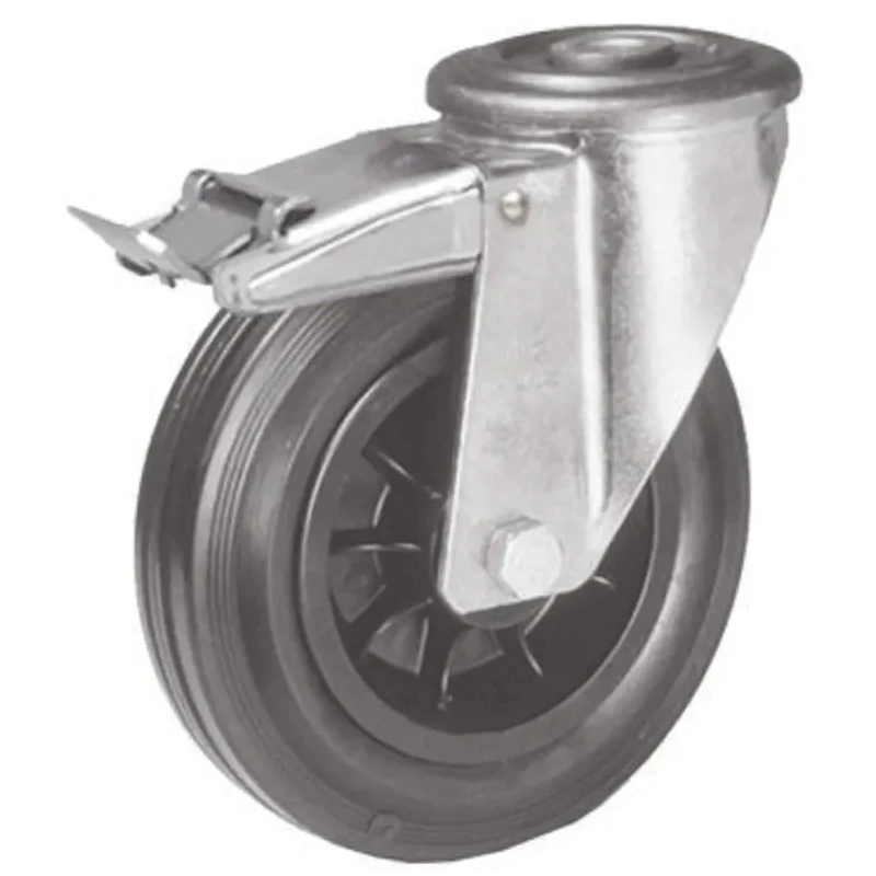 LAG Medium Duty Swivel Castor with 80 mm Rubber Wheel, 50 kg Load Capacity, Plain Bore Hub, Thermoplastic Hub 14304 FR FB