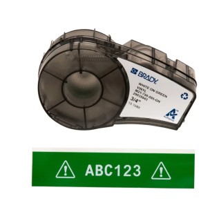 Brady White on Green, White Label Printer Tape, 19.05 mm Width, 6.4 m Length, Permanent Vinyl Adhesive M21-750-595-GN