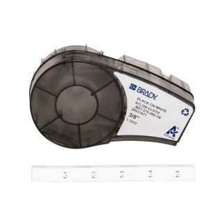 Brady Black on Black White Label Printer Tape 9.53 mm Width 4.88 m Length Nylon Cloth Cartridge M21-375-499-TB
