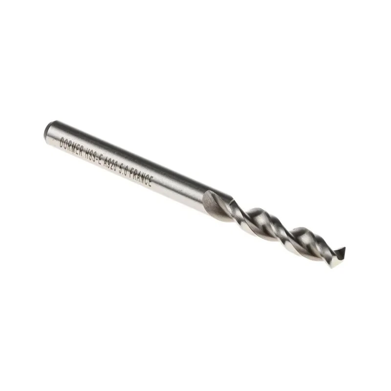 Dormer High Speed Cobalt Drill Bit, 5 mm Diameter, 62 mm Overall Length, 130° Point Angle, Cylindrical Shank, 6 A9205.0