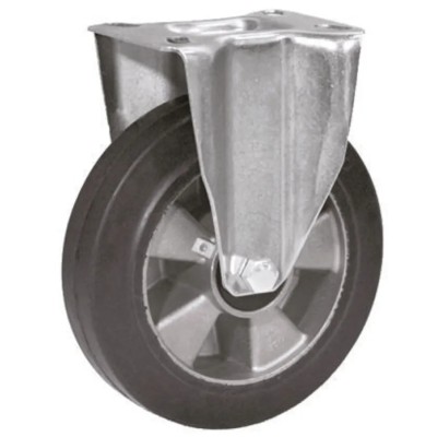 LAG Fixed Castor Wheel 160 mm Diameter, 300 kg Load Capacity, Rubber Wheel, Galvanised Steel Frame, Model 16384