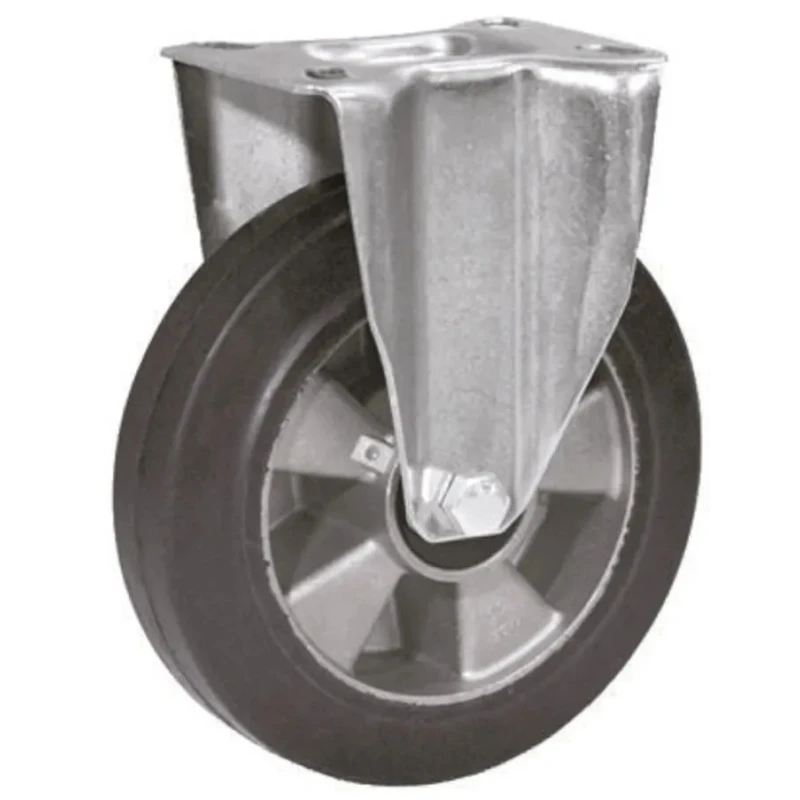 LAG Fixed Castor Wheel 160 mm Diameter, 300 kg Load Capacity, Rubber Wheel, Galvanised Steel Frame, Model 16384