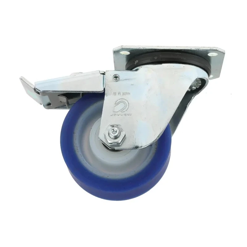 LAG Braked Swivel Castor, 200 kg Load Capacity, 100 mm Polyurethane Wheel, Roller Bearing Hub 36439 FR