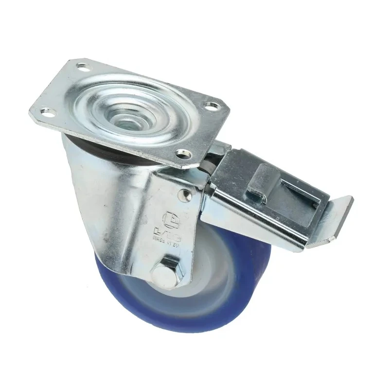 LAG Braked Swivel Castor, 200 kg Load Capacity, 100 mm Polyurethane Wheel, Roller Bearing Hub 36439 FR