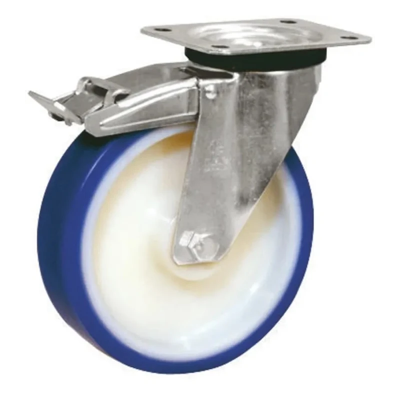 LAG Braked Swivel Castor, 200 kg Load Capacity, 125 mm Polyurethane Wheel, Roller Bearing Hub, Model 36447 FR